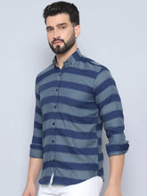 Striped Regular Fit Casual Shirt For Men-SF-993Blue